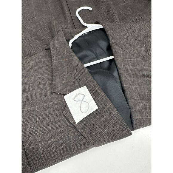 Johnny Bench Mens Suit Coat Size 44L Brown Plaid MVP Collection Two Button Up - Picture 14 of 14